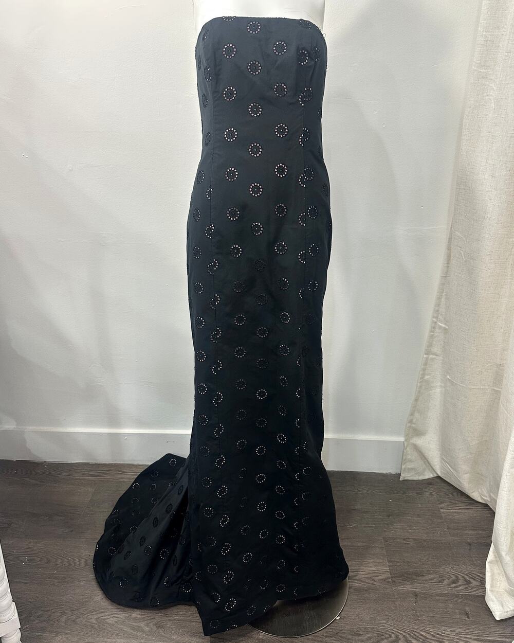 Carolina Herrera Floral Cutout Strapless Mermaid Gown Black Women's Size 10